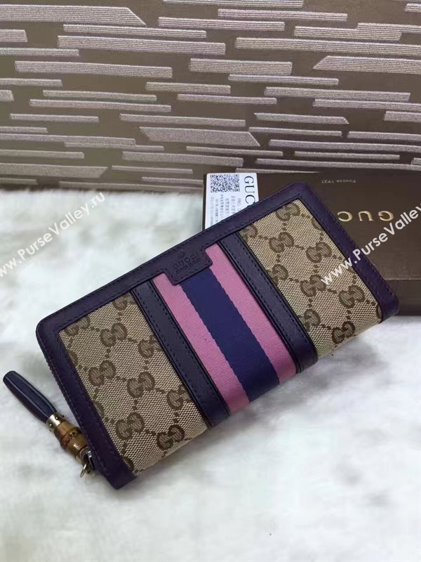 Gucci zipper wallet tri pink gray bag 6495