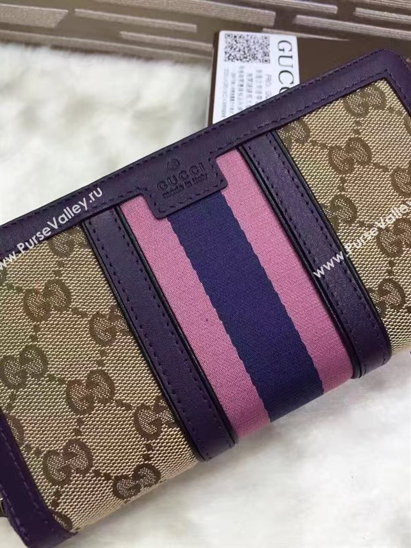 Gucci zipper wallet tri pink gray bag 6495