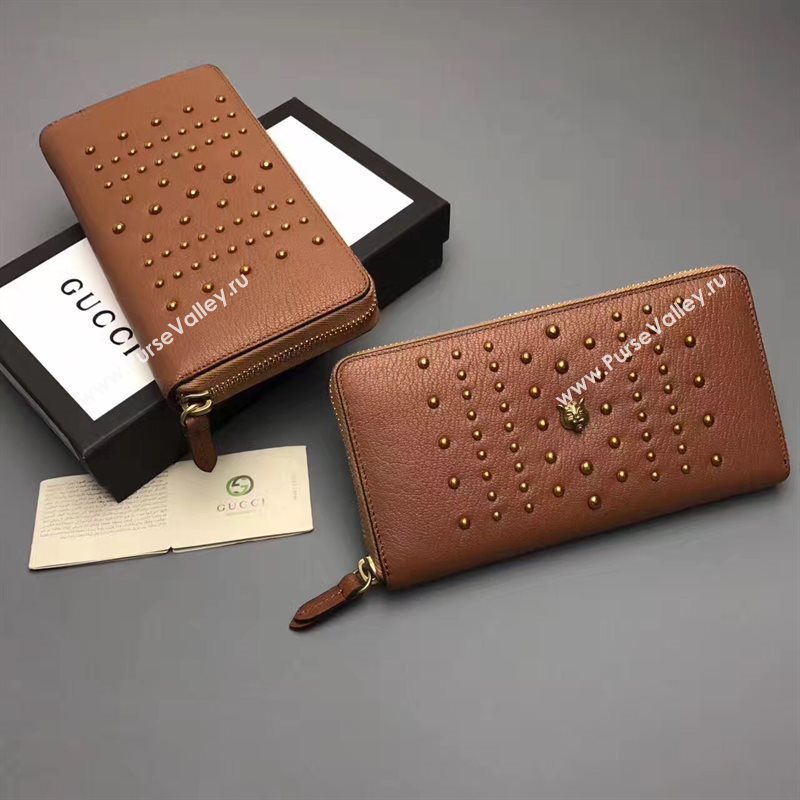 Gucci zipper wallet tan bag 6402