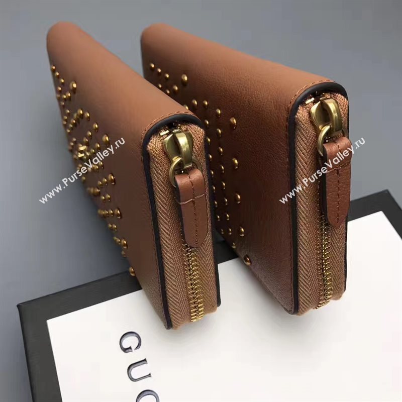 Gucci zipper wallet tan bag 6402