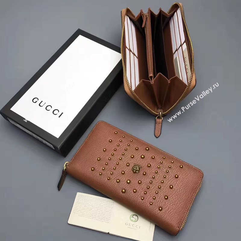 Gucci zipper wallet tan bag 6402