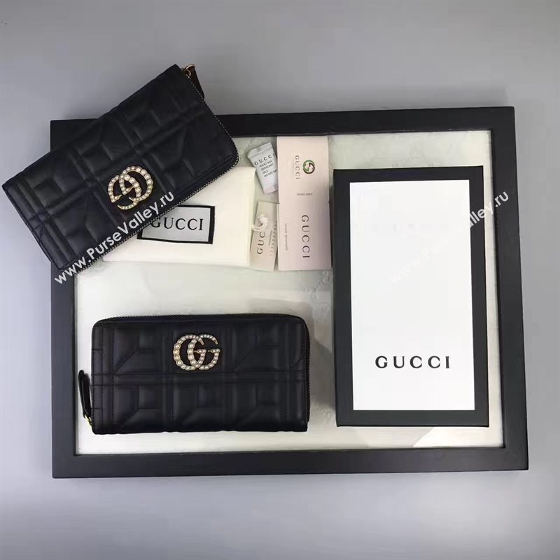 Gucci zipper wallet black bag 6405