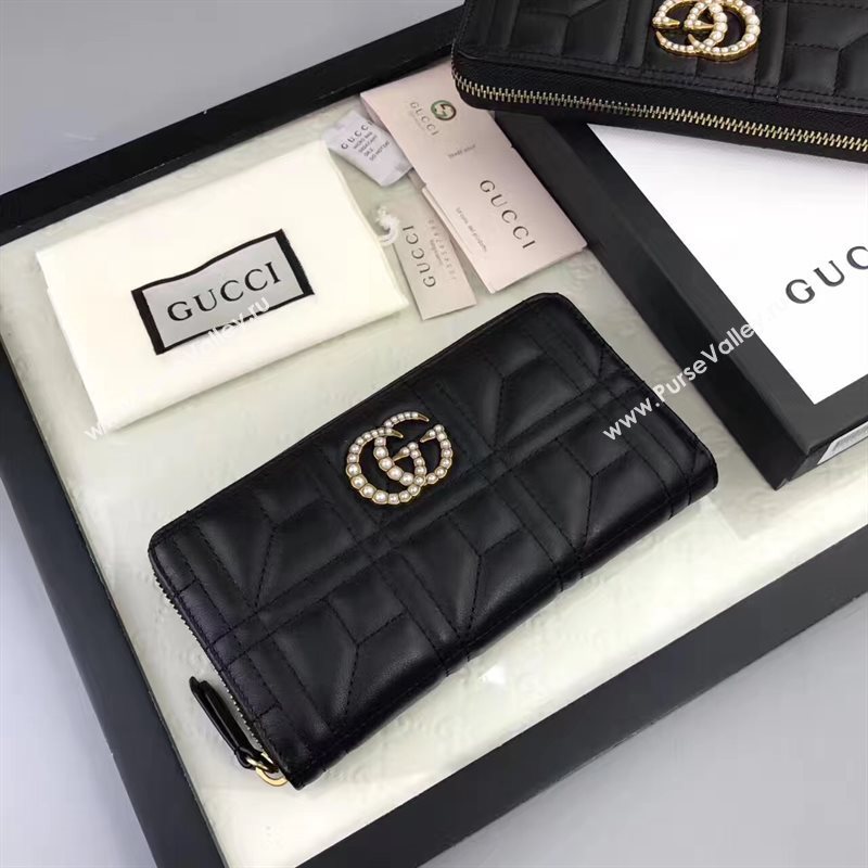 Gucci zipper wallet black bag 6405