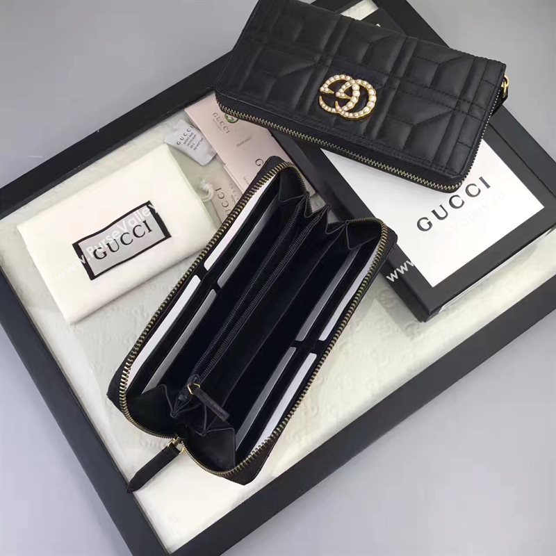 Gucci zipper wallet black bag 6405