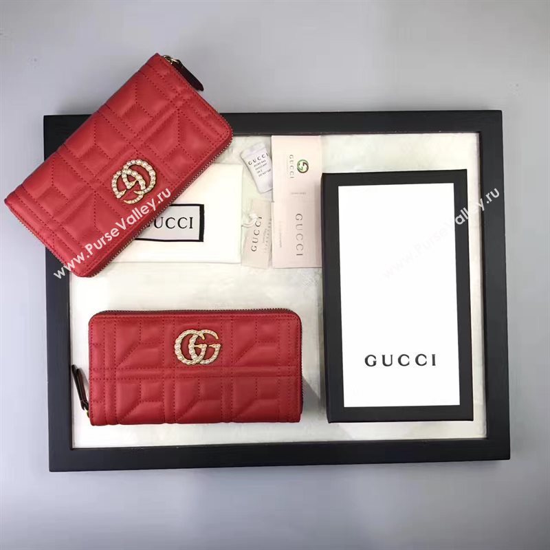 Gucci zipper wallet red bag 6406