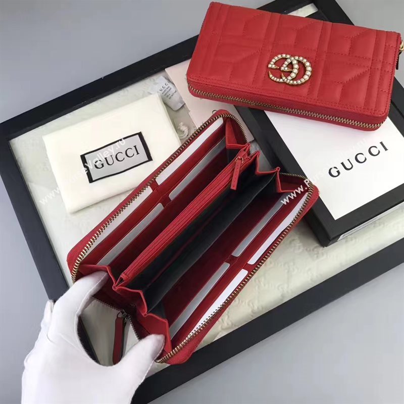 Gucci zipper wallet red bag 6406