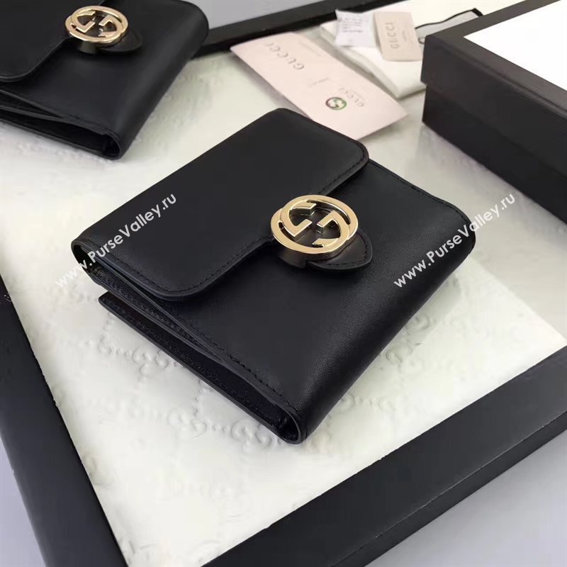 Gucci small 3 fold wallet black bag 6412