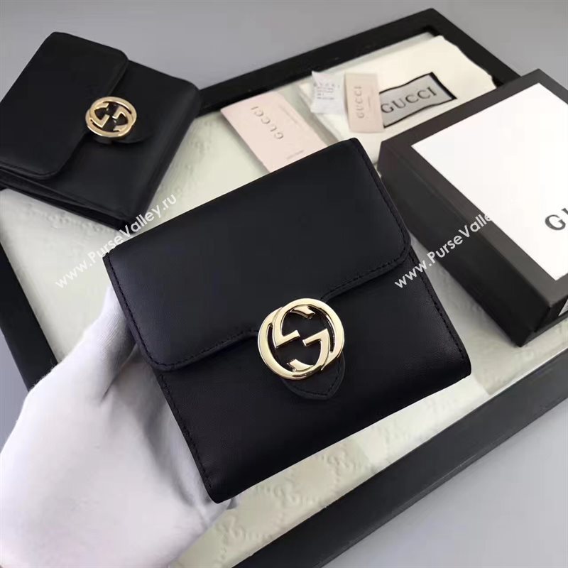 Gucci small 3 fold wallet black bag 6412