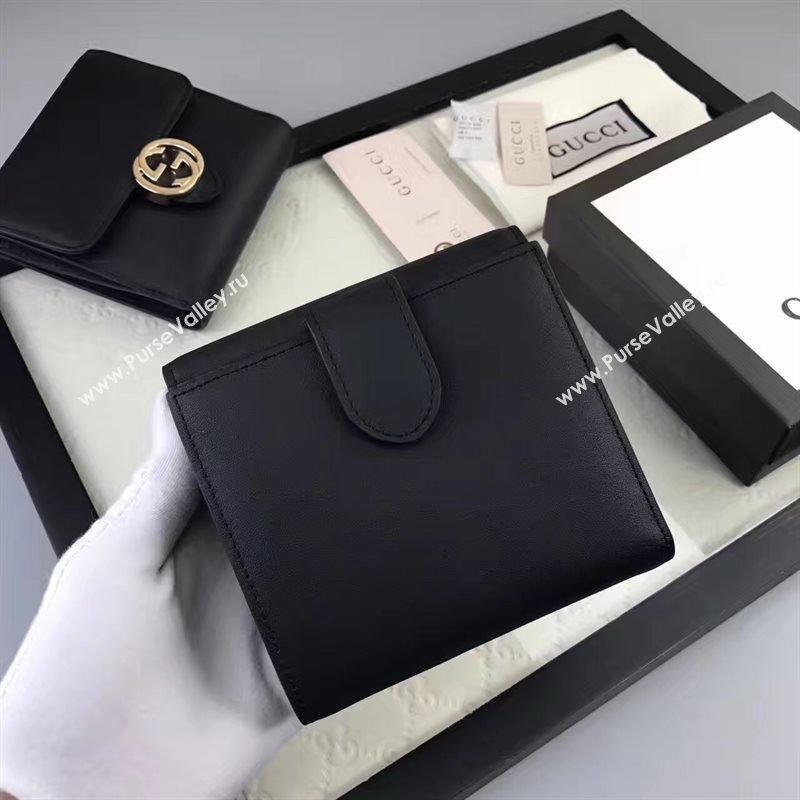 Gucci small 3 fold wallet black bag 6412
