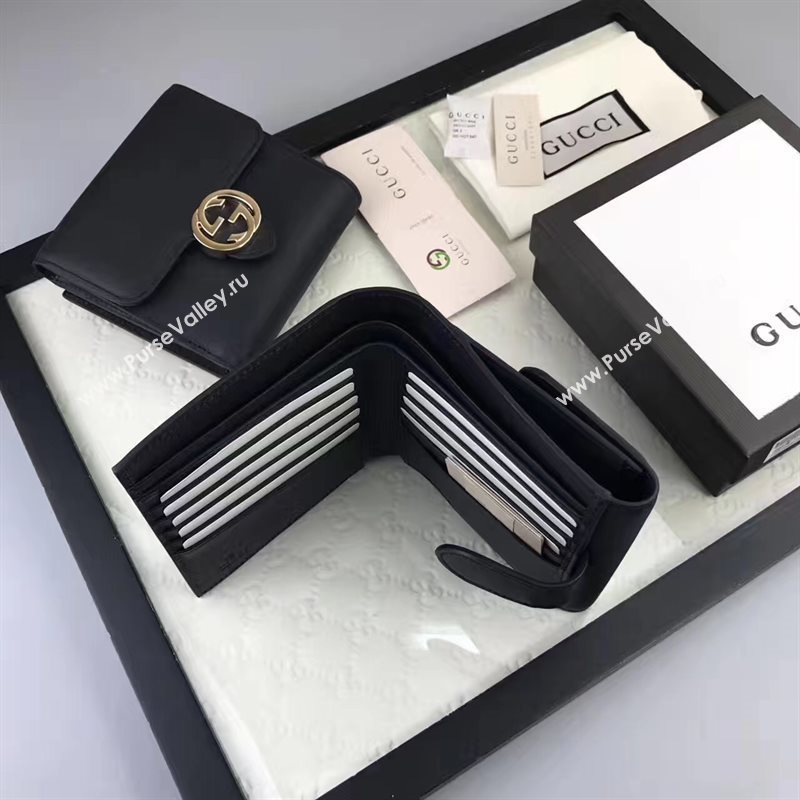 Gucci small 3 fold wallet black bag 6412