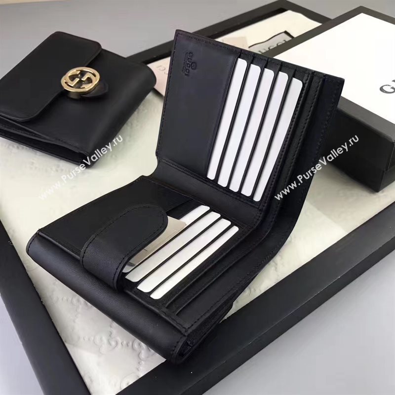 Gucci small 3 fold wallet black bag 6412
