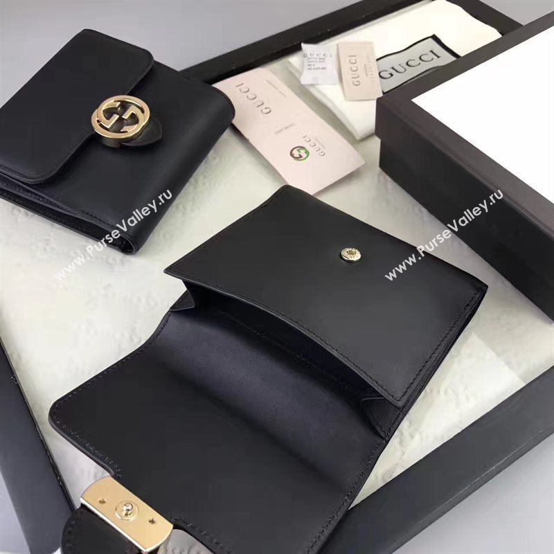 Gucci small 3 fold wallet black bag 6412