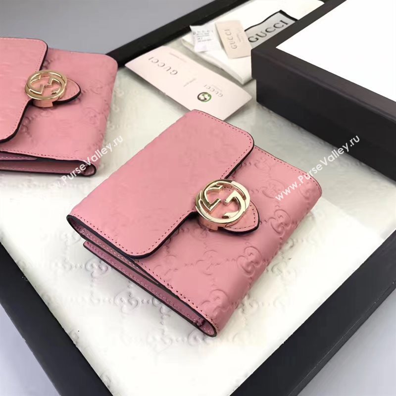 Gucci small GG 3 fold wallet pink bag 6413