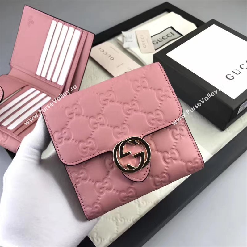 Gucci small GG 3 fold wallet pink bag 6413