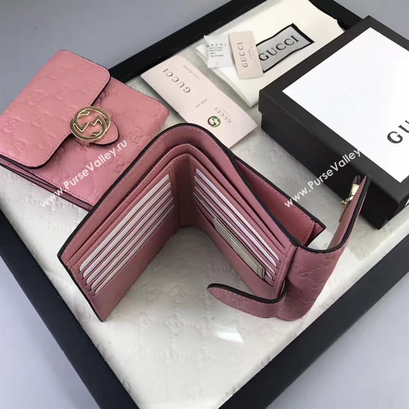 Gucci small GG 3 fold wallet pink bag 6413