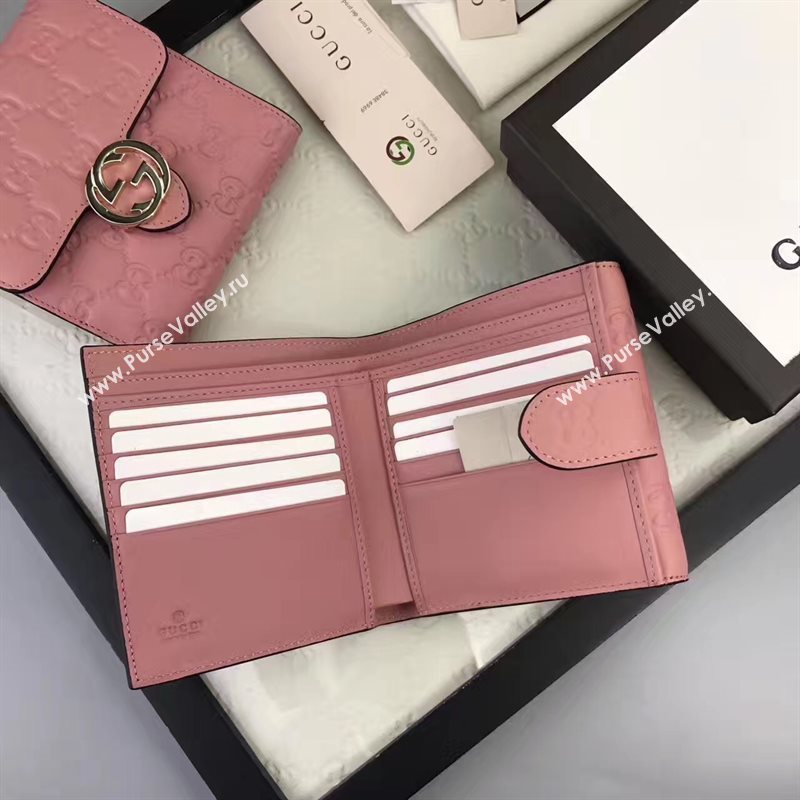 Gucci small GG 3 fold wallet pink bag 6413