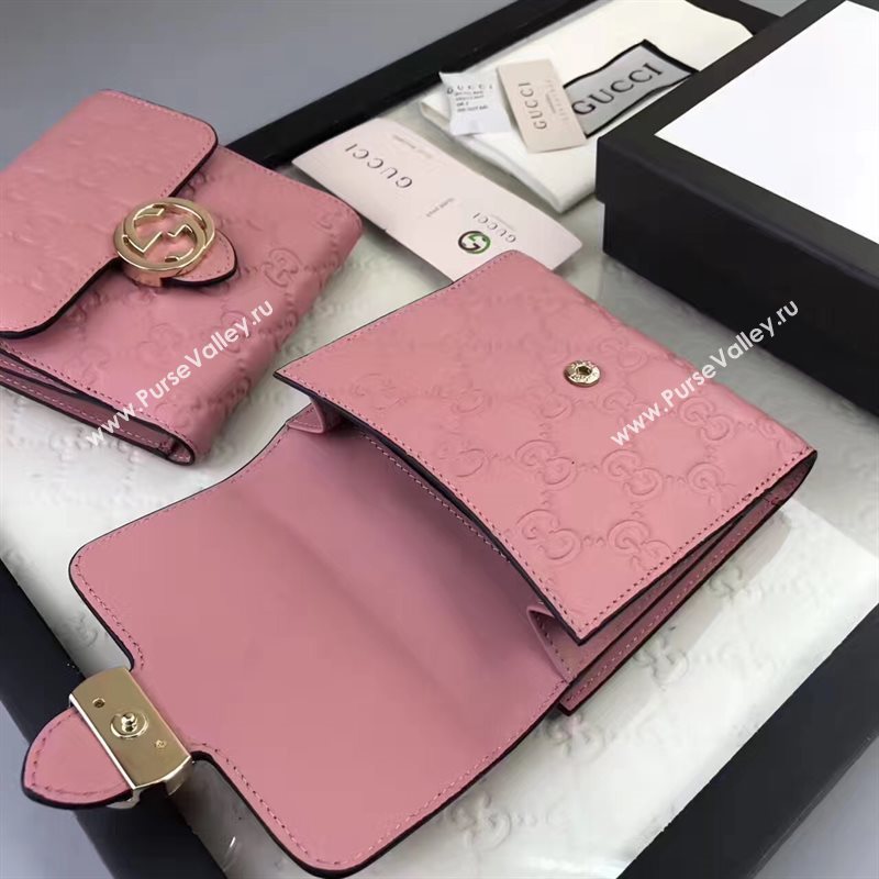 Gucci small GG 3 fold wallet pink bag 6413