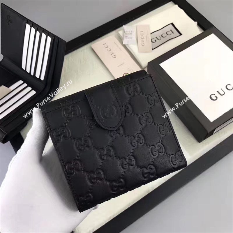 Gucci small GG 3 fold wallet black bag 6414