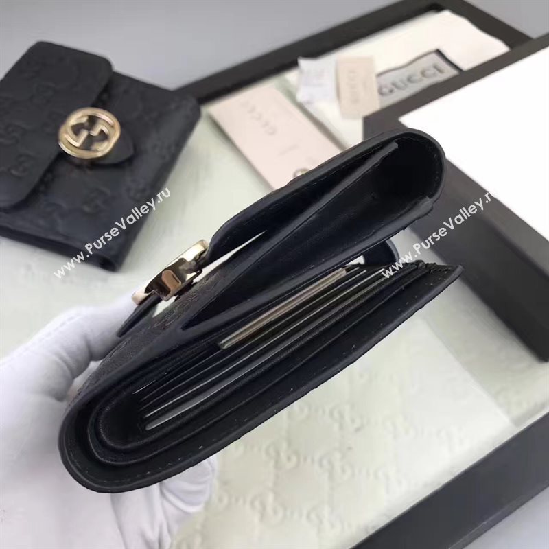 Gucci small GG 3 fold wallet black bag 6414