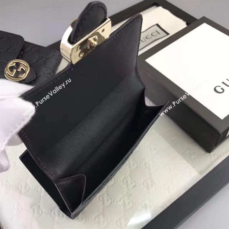 Gucci small GG 3 fold wallet black bag 6414