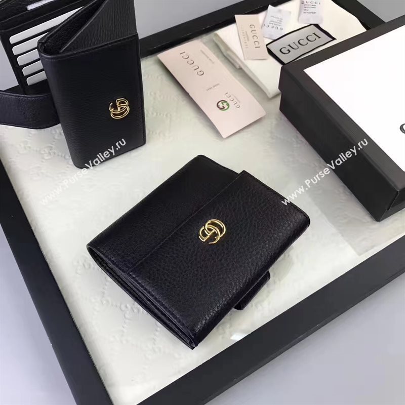 Gucci small GG 3 fold wallet black bag 6416