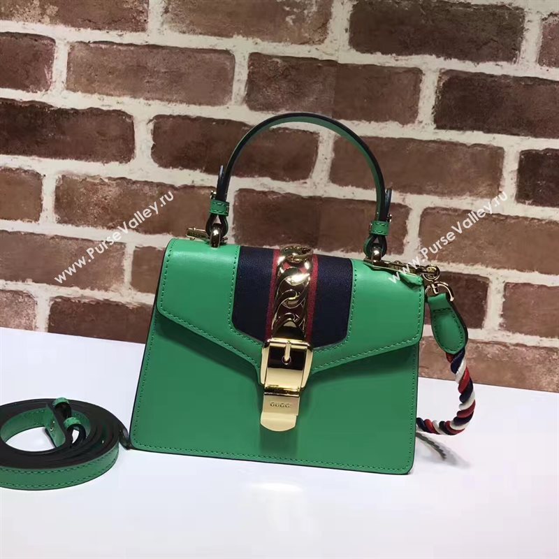 Gucci mini Sylvie top green handle bag 6423