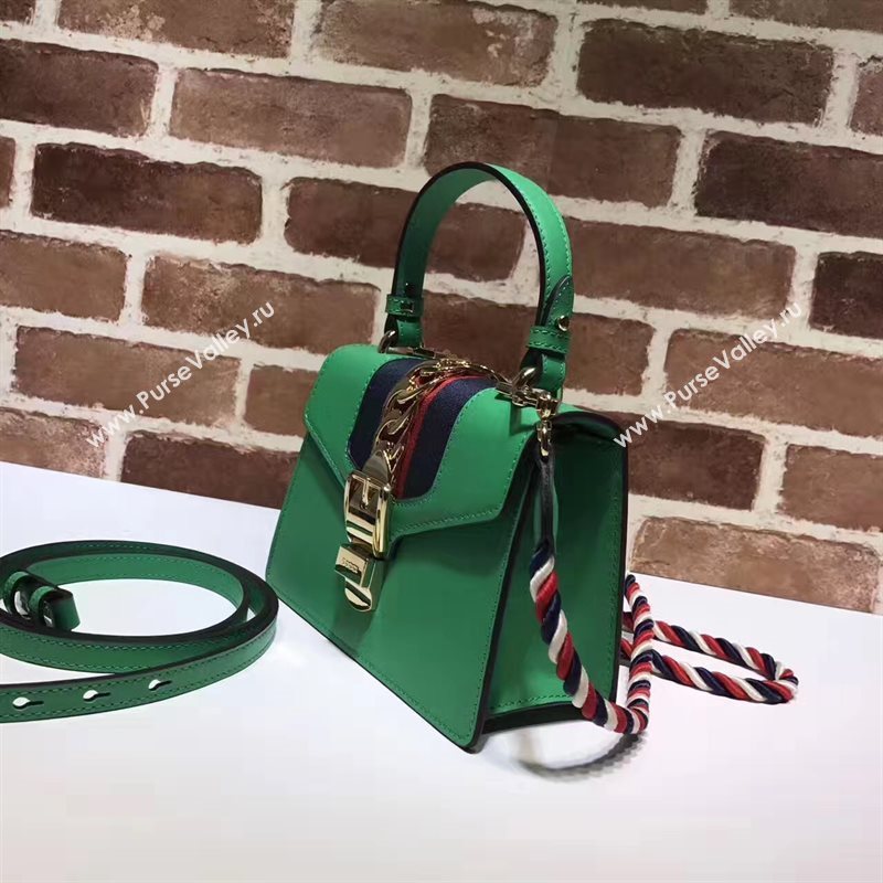 Gucci mini Sylvie top green handle bag 6423