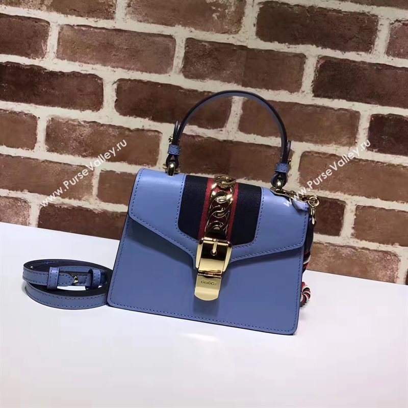 Gucci mini Sylvie top blue handle bag 6424