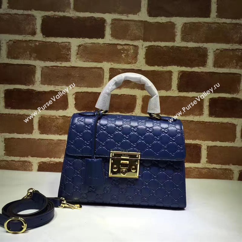 Gucci large blue padlock handle top bag 6428