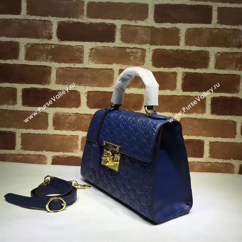 Gucci large blue padlock handle top bag 6428