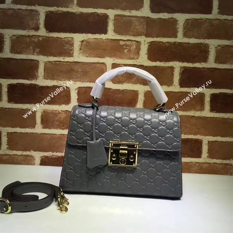 Gucci large gray padlock handle top bag 6429