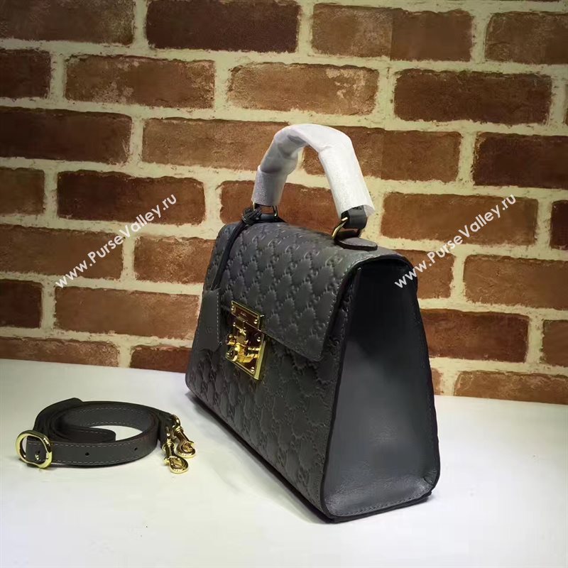 Gucci large gray padlock handle top bag 6429