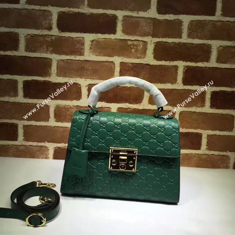 Gucci large green padlock handle top bag 6430