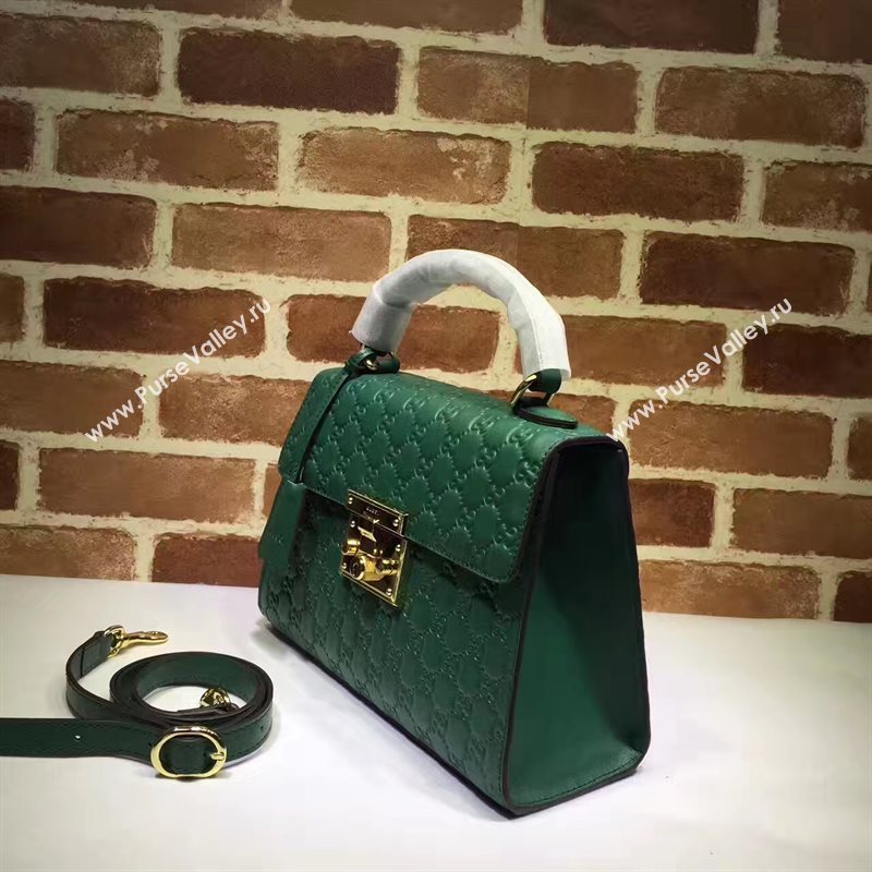 Gucci large green padlock handle top bag 6430