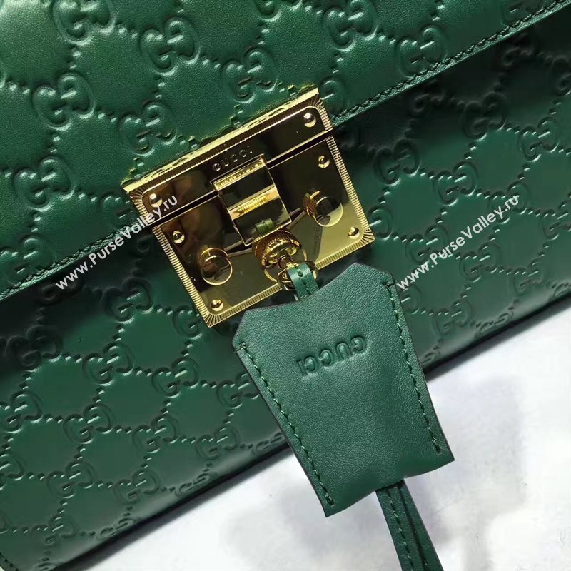 Gucci large green padlock handle top bag 6430