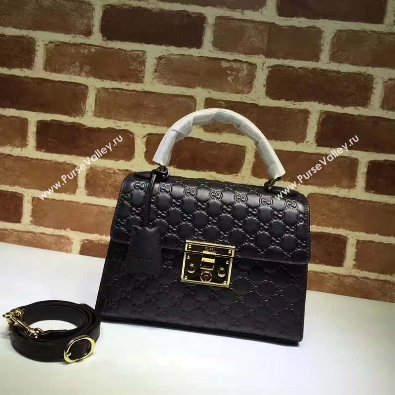 Gucci large black padlock handle top bag 6432