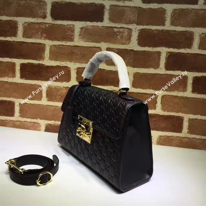 Gucci large black padlock handle top bag 6432