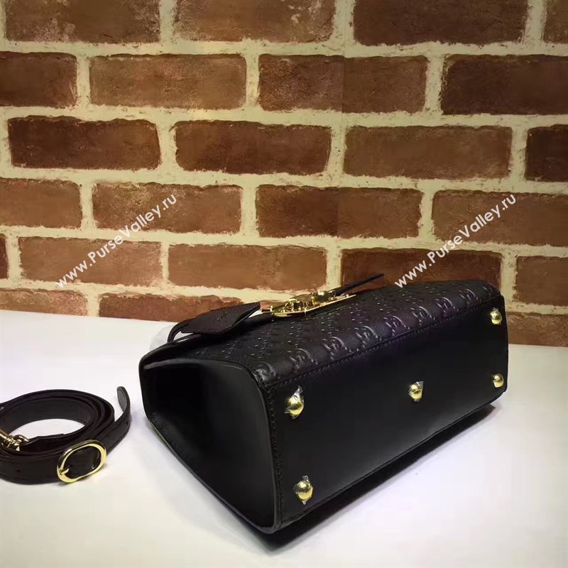 Gucci large black padlock handle top bag 6432