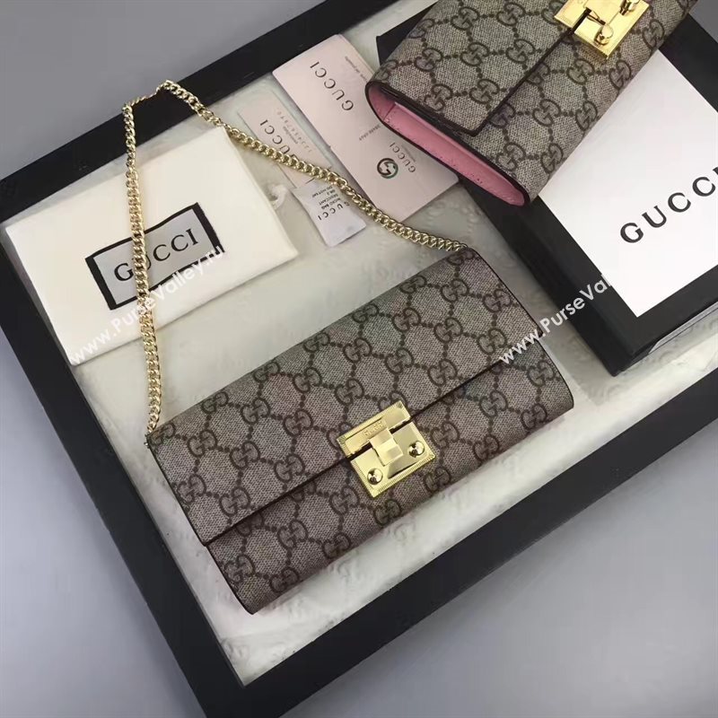 Gucci GG woc gray with pink wallet shoulder bag 6555