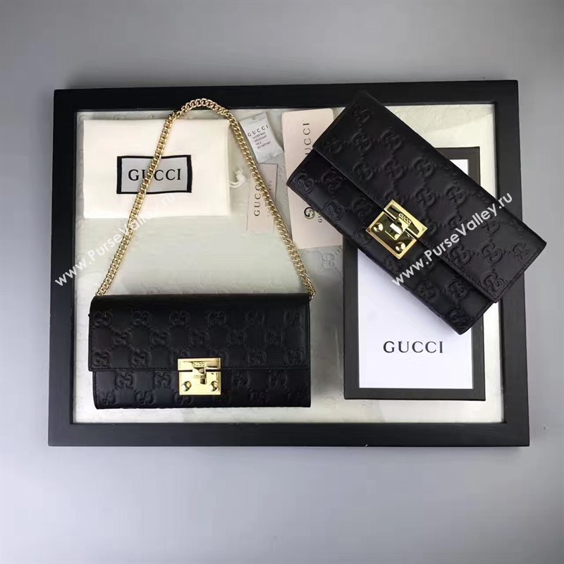 Gucci GG woc shoulder black wallet bag 6558