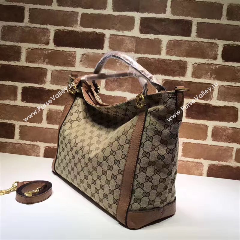 Gucci GG top handle tote tan gray bag 6573