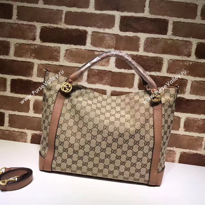 Gucci GG top handle tote tan gray bag 6573