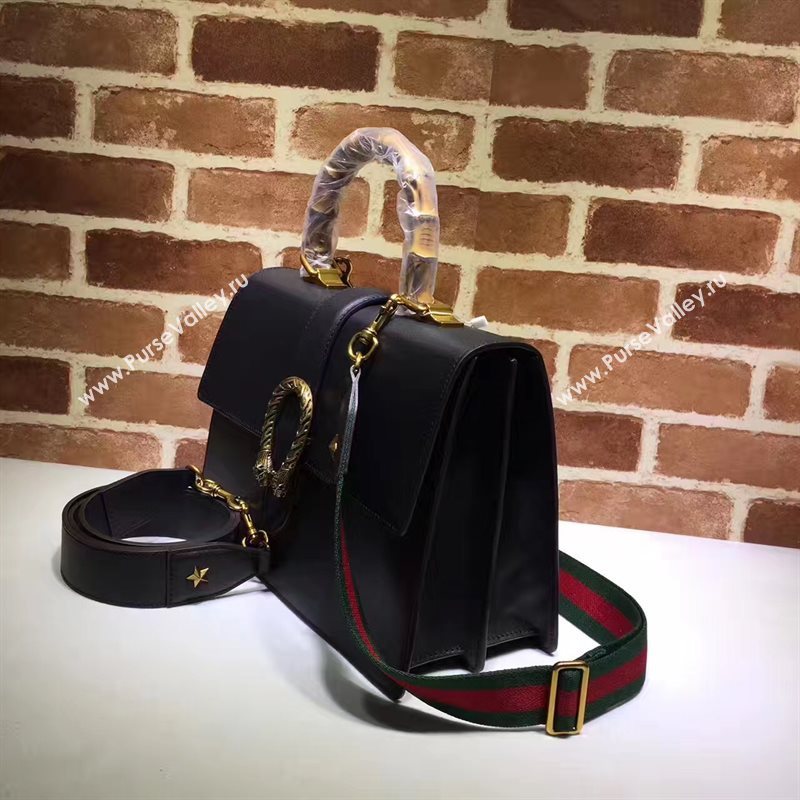 Gucci large padlock bamboo black handle bag 6576