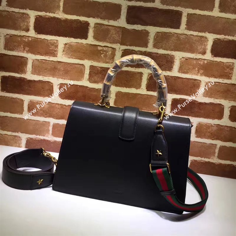 Gucci large padlock bamboo black handle bag 6576