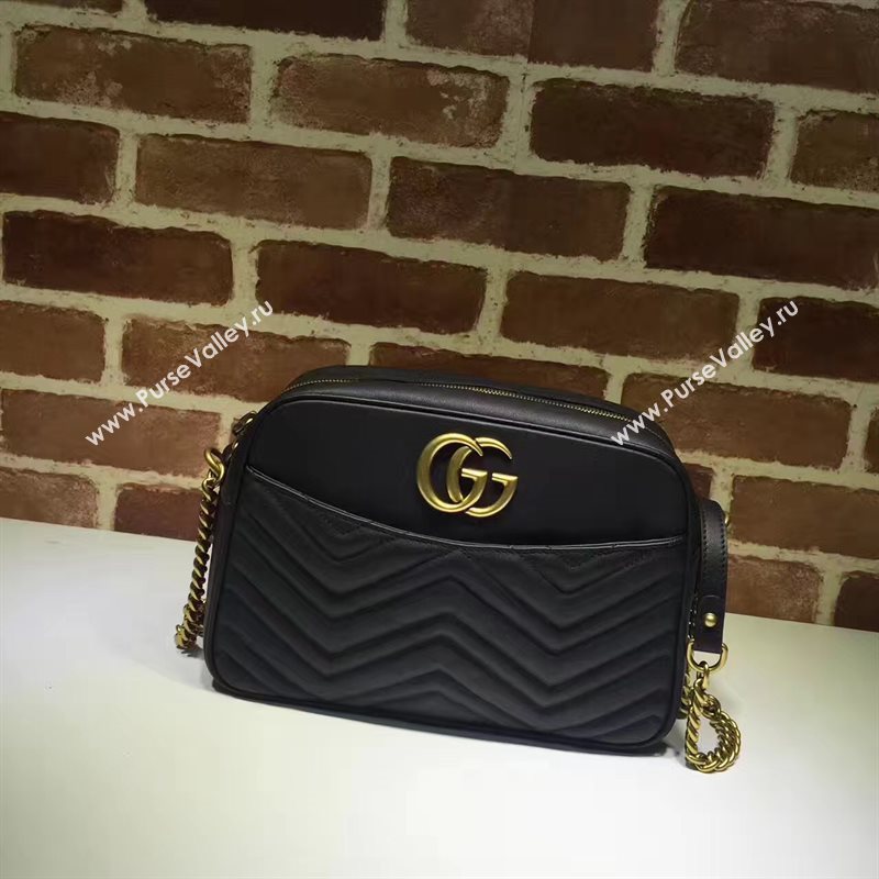 Gucci GG zipper shoulder black bag 6579