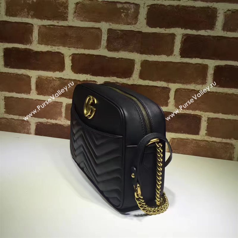 Gucci GG zipper shoulder black bag 6579