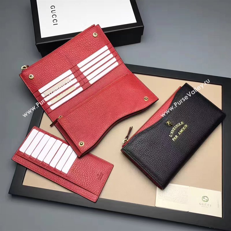 Gucci large wallet black red with bag 6586