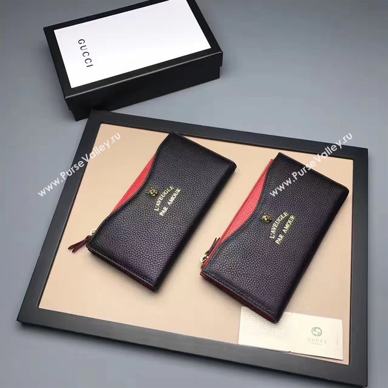 Gucci large wallet black red with bag 6586