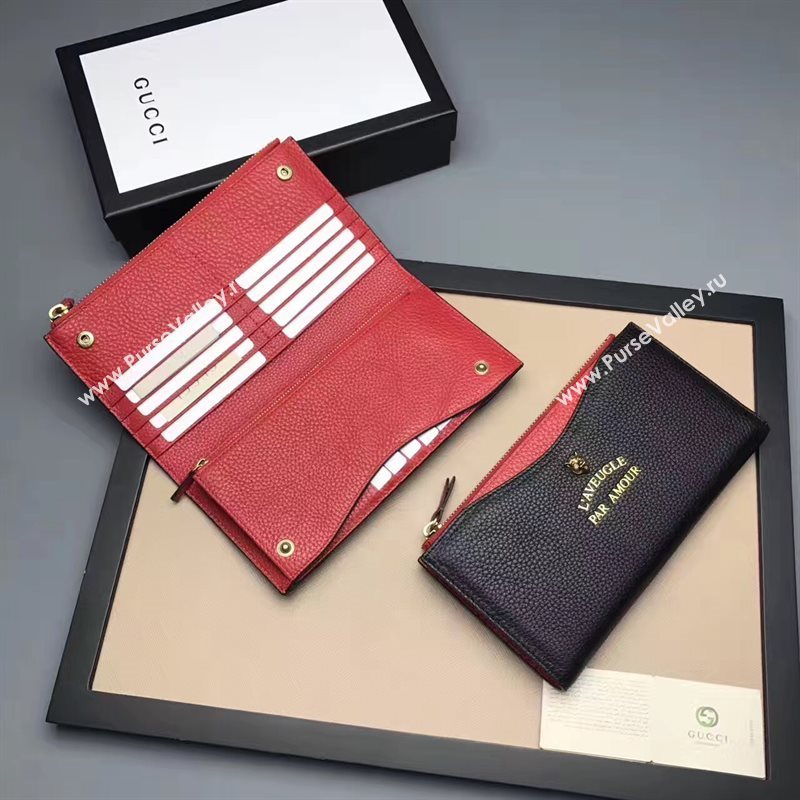Gucci large wallet black red with bag 6586
