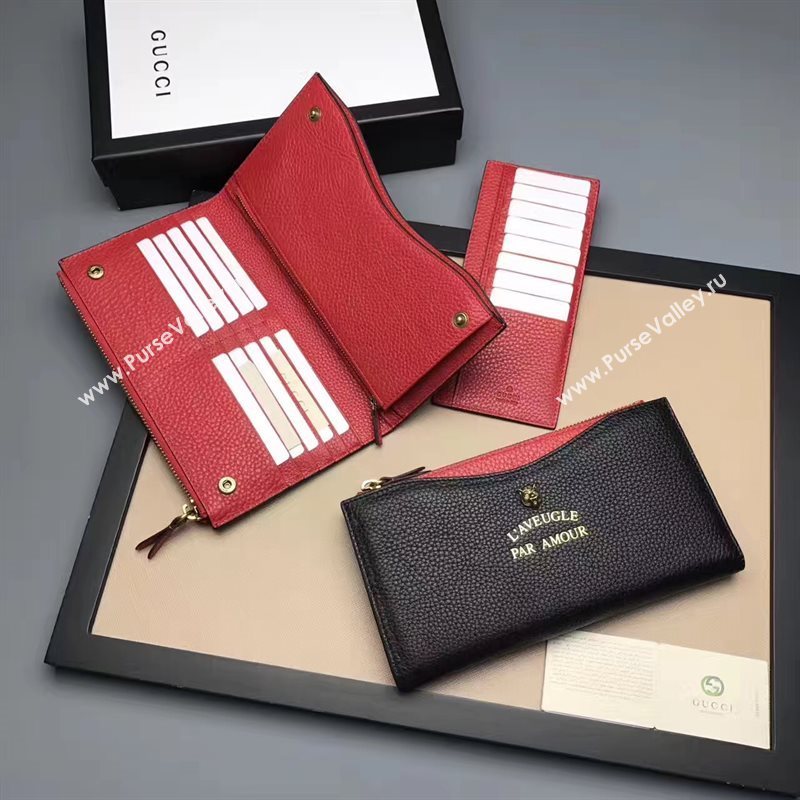 Gucci large wallet black red with bag 6586